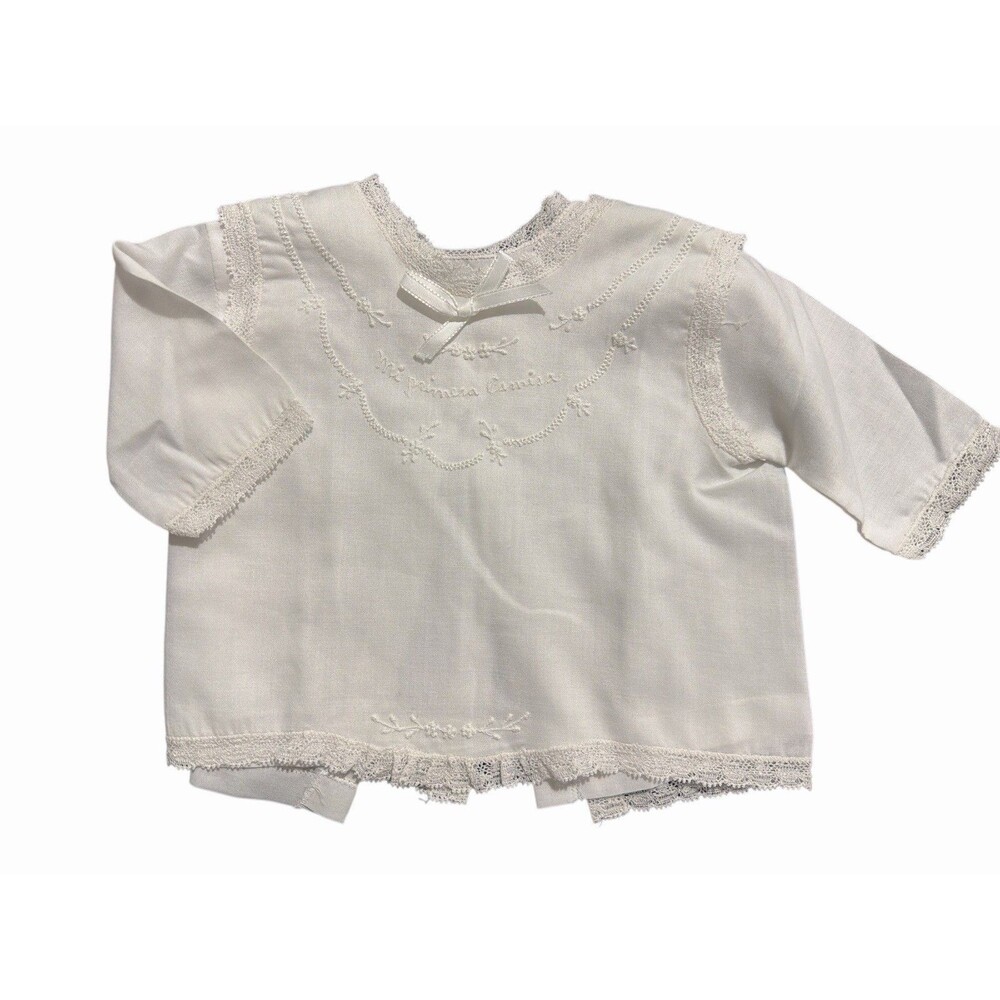 Vintage Baby Coming Home‎ Outfit White Embroidered Christening Newborn 2 Piece